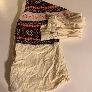 - Fair isle button up top